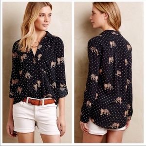 Maeve (Anthropologie) Cheetah Polka Dot Blouse
